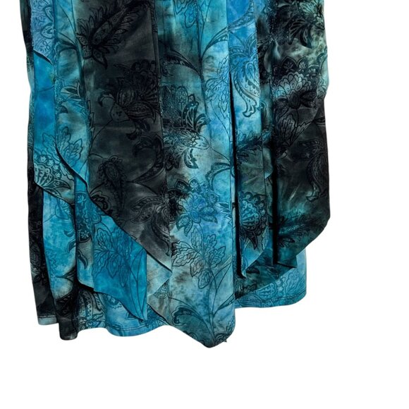 Y2K Blue Black Velvet Burnout Top Indie Going Out Top Forest Fairy Grunge Small - Picture 10 of 10